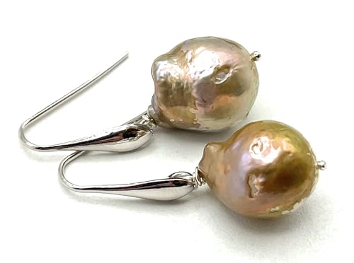 Boucles d'oreilles perles baroques marrons en argent 925 de fabrication italienne