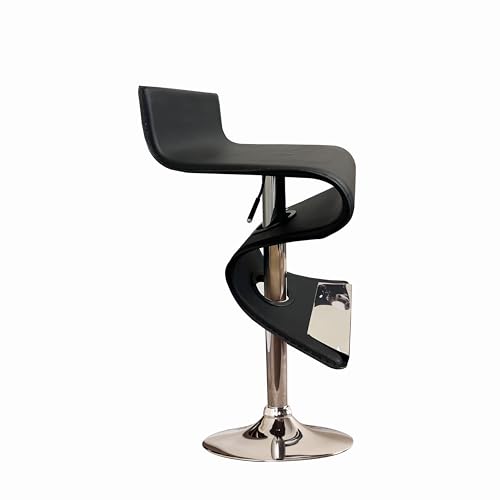 Ac Pacific ACBS12-BLK-PU Modern Hydraulic Adjustable Swivel Bar Stool, Stunning Wave-Inspired Design, Convenient 360° Turn, Chrome Footplate, Stylish Dining & Kitchen Stool, 21"-30", Black Faux Leather thumb #5