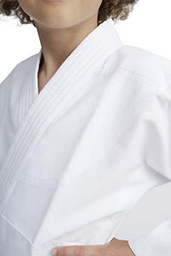 IPPONGEAR Beginner 2 Kinder Judoanzug Kampfsport Anzug inkl Gürtel (Ausrüster der deutschen Nationalmannschaft, Gummizug & Schnürbund an der Hose, 190gr/m² Stoffdichte) weiß