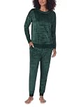 DKNY Ladies Lounge Set Luxurious Plush Stretch Velour 2 Piece UK SIze Velvet Tracksuit For Women (UK, Alpha, S, Regular, Regular, Green)