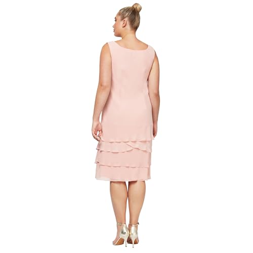 Image of S.L. Fashions Women's Mother of The Bride Tiered Jacket Dress with Shoulder Embellishment