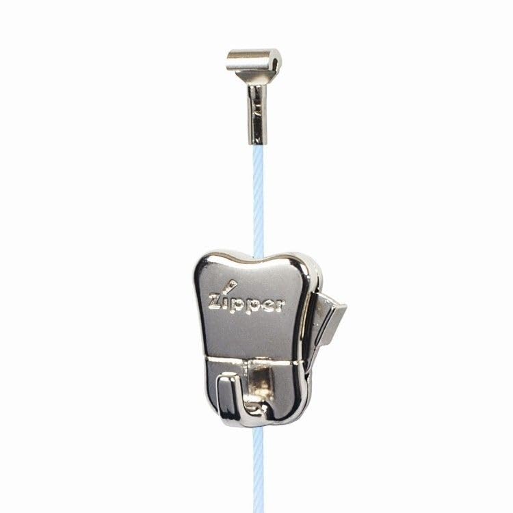Image of STAS Steel Cable for Picture Hanging Rail with Cobra end White 78.75 inch + STAS Zipper Hook (2 Pack)