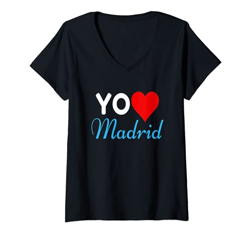 Womens I Love Madrid Capital Spain Pride and Gift Memories V-Neck T-Shirt