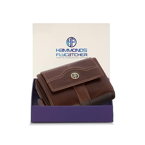 Wallet for Women - Genuine Leather Ladies Wallet - 14 Card Slots - RFID Protection - 3 ID Card Slots -RFID Wallet women -Daily Use, Women Money Purse - Blazing Brown