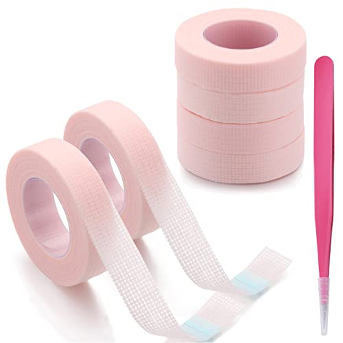 Eyelash Tape, Etercycle 6 Rolls Lash Extension Tape Micropore Breathable Adhesive Fabric Lashes Tape for Eyelash Extension Supply Tools, 1/2'' x 10 Yards Each Roll (Pink)