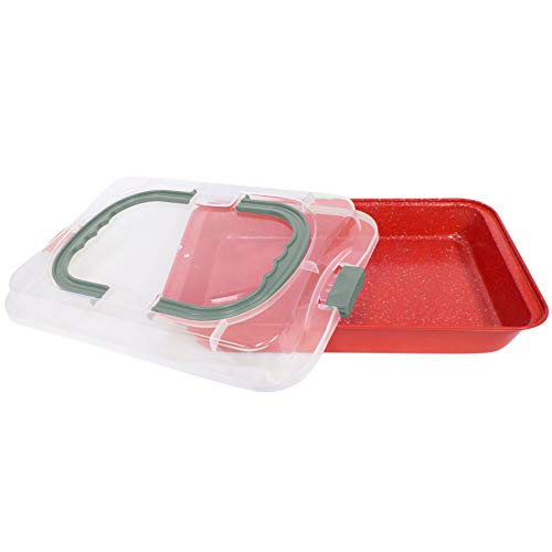 Casaware 9 X 13 X 2-Inch Covered Rectangular Cake Pan With Wide Handles (Red Granite) #TOP1