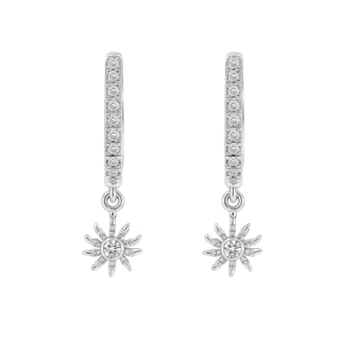 Boucles d'oreilles argent 925 fleur basque et éclats de zircon blanc précieux