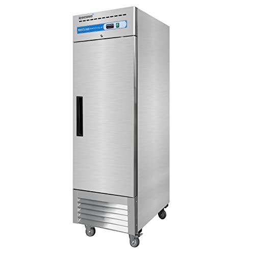 Icecasa 27"W Commercial Freezer 1 Solid Door, 23 Cu.ft 1 Section Stainless Steel Reach-In Freezer For Restaurant, Bar, Shop, Etc #TOP2