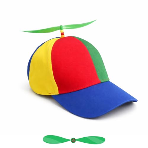 Aiermo Colorful Helicopter Propeller Baseball Cap - Spinning Propeller Hat for Adults Adjustable Funny Hat Snapback Cap (Blue)