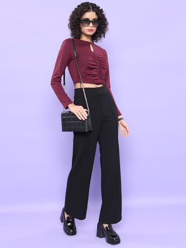 Image of Tokyo Talkies High & Mid Rise Stretchable Flared Trousers | Formal, Casual and All Day wear