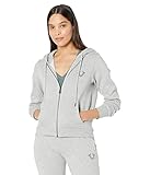 True Religion Women's Crystal Icon Zip Hoodie, Heather Grey, X-Large