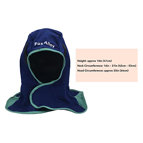 Fox Alloy Blue Canvas Protective Welding Hood Cap With Neck Shoulder Drape Torching Hood Welder Hat Mask For Men & Women #TOP3
