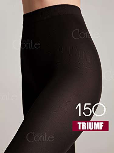 Conte America Double Layer Microfiber Warm Opaque Winter Tights Triumf 150 Den, Black (Nero), Xx-Large #TOP3
