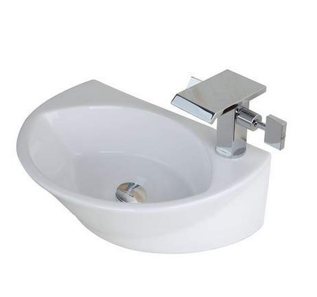 Robinet mitigeur chrome double poignées avec vasque blanche Gowe