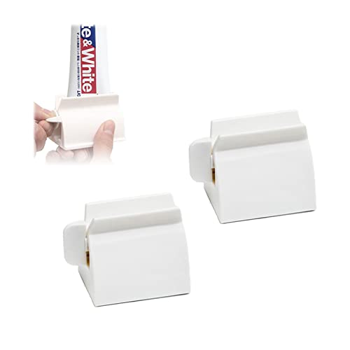 Funincrea Toothpaste Tube Squeezers 2Pcs, Rolling Toothpaste Holder Stand Rotate Toothpaste Squeezer Dispenser For Bathroom (White) #TOP7