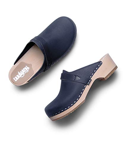 Sandgrens Swedish Low Heel Wooden Clog Mules For Women, Us 9-9.5 | Tokyo Navy, Eu 40 #TOP2