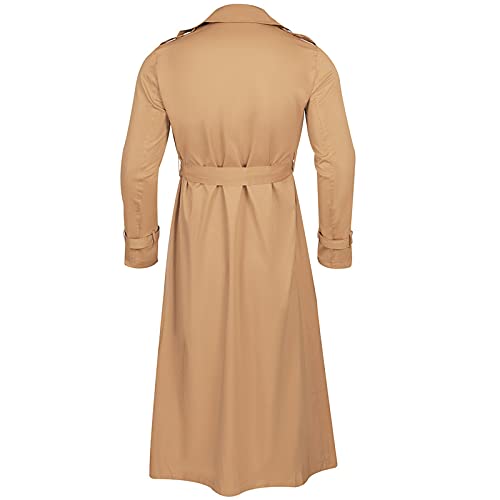 Qtocio Man’s Double Breasted Trench Coat Oversized Casual Windbreaker Lapel Long Jacket Long Belted Windbreaker Slim Fit Overcoat (Khaki, Xl) #TOP4