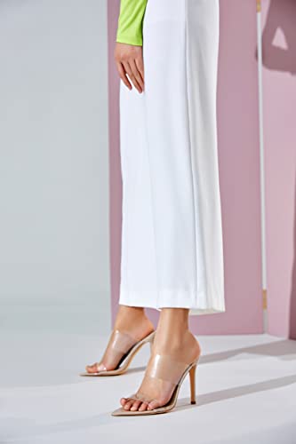 Vivianly Clear Pointed Toe Heel Sandals Transparent Strap Stiletto High Heels Slip On Mules For Women Size 9 #TOP2
