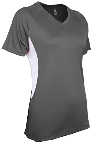 Epic Women's Color Blocked Performance V-Neck Shirt Grey/White S