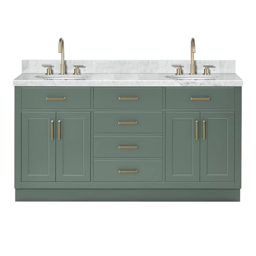 DKB Isabella 66-inch Vintage Green Bathroom Vanity with Left &