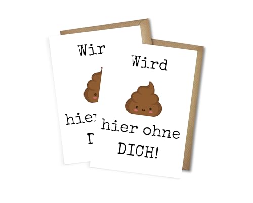 WBdesignz 2er-Set Abschiedskarten „Wird hier ohne dich!“ – Humorvolle Grußkarten Abschied – Lustige Karte Kollegin Kollege – witzig & frech – mit Umschlägen DIN A6 (2er-Set) WBdesignz 2er-Set Abschiedskarten „Wird hier ohne dich!“ – Humorvolle Grußkarten Abschied – Lustige Karte Kollegin Kollege – witzig & frech – mit Umschlägen DIN A6 (2er-Set)