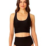 Coppersuit Women's Women's Banded Halter Longline Bra Swim Top, Black, Small