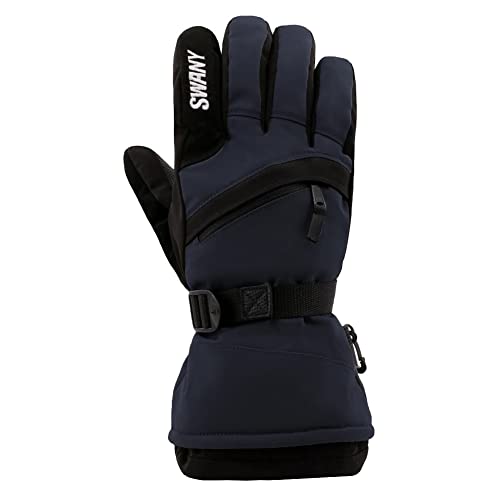 Swany Men's X-Over 2.2 Warm Durable Insulated Quick-Drying Adjustable Flexible Winter Sports Gloves with Utility Heat Pocket, Navy/Black, Large
