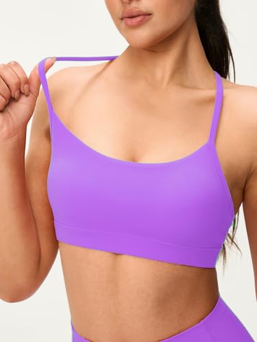 Image of Womens Y Back Padded Sports Bra Strappy U Neck Butter Soft Low Impact Workout Bras Yoga Pilates Walking
