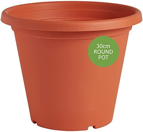Clever Pots Plastic Plant Pot, 30cm Outdoor or Indoor Pot with Drainage Holes, Lightweight and Weather Resistant Planter for Flowers Plants, Ideal for Garden, Decking and Patios, Charcoal (487625)