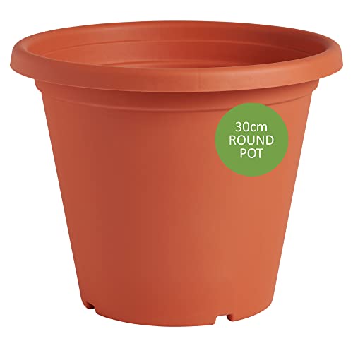 Clever Pots Plastic Plant Pot, 30cm Outdoor or Indoor Pot with Drainage Holes, Lightweight and Weather Resistant Planter for Flowers Plants, Ideal for Garden, Decking and Patios, Terracotta (487626)