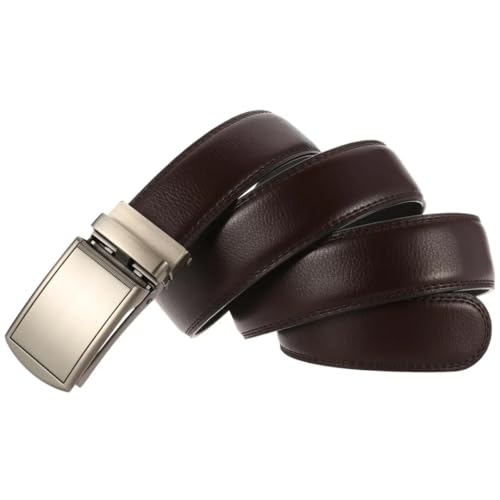 Men's Solid Color Business Genuine Leather Automatic Buckle Belt Alloy Buckle Belt4