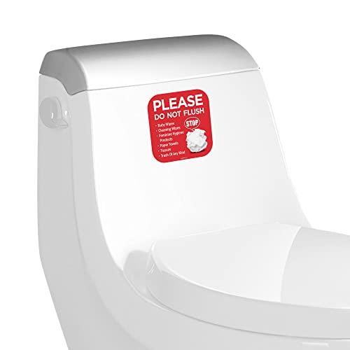 Please Do Not Flush Sign 5 Pack 6"X 6" Please Do Not Flush Anything Except Toilet Paper Sign Self Adhesive Decal #TOP4