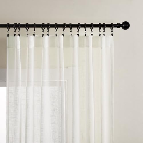 Image of Joydeco Sheer Curtains 84 Inches Long, Cream Curtains for Living Room 2 Panels Set, Ivory Curtains Window Privacy Assured with Light Filtering(W52 x L84 Inch,Ivory)