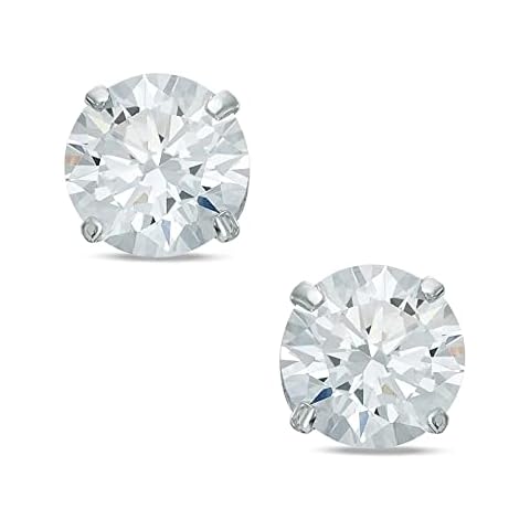 5MM Bling MENS Simulated Diamond Round Cut Cubic Zirconia (CZ) Sterling Silver Stud Earrings for Men/Unisex - 925 Sterling Silver White/Clear Ear Studs - Beckham Style Cover