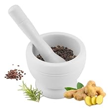 Mortar and Pestle, Grinder Bowl with Rod Hammer, Sauce Garlic Masher Hand Grinder Crusher Kitchen Gadgets Seasoning Spice Tools White