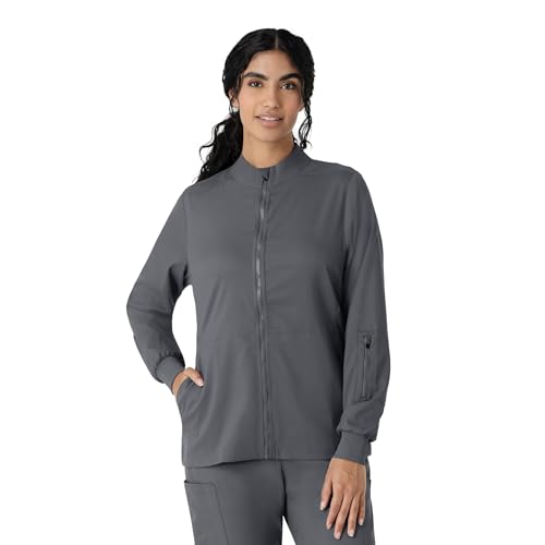 WINK Boundless Women's Warm Up Scrub Jacket, Pewter, 3XL