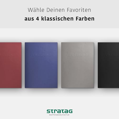 3 Stück 2-teilige Bewerbungsmappen Schwarz mit 1 Klemmschiene in feinster Lederstruktur - inkl. 3 Versandumschläge im C4-Format mit Fenster