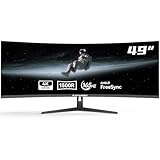 Raywego 49' Curved Monitor Ultrawide Gaming 165Hz 32:9 4K 3840 * 1080 Computer Monitor, R1500, 99% sRGB, HDR400, AMD FreeSync，DisplayPort, HDMI,Height/Tilt Adjustable， Wall Mount Install- Black