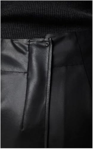 Women's Soft Faux Leather Asymmetrical Mini Skirt High Waist Short Pull On Skirt4