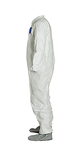 DuPont Tyvek 400 TY121S Disposable Protective Coverall with Skid-Resistance Boots and Elastic Cuffs, White, X-Large (Pack of 25)