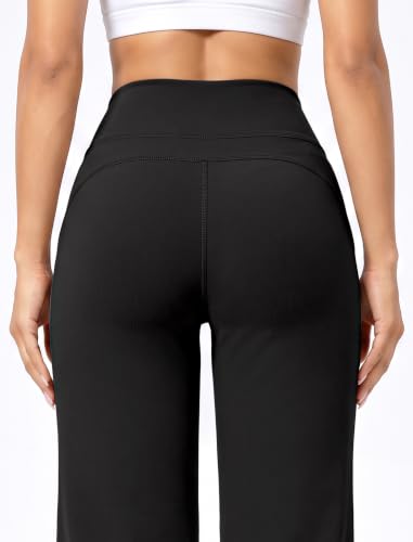JEKAOYI Womens Wide Leg Yoga Pants Casual Trousers Pants with Pockets Black - image 5