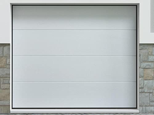 Venta-unica - Puerta de garaje seccional motorizada efecto madera blanca PRIETA Cover