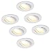 Produktbild HCFEI 6er set LED Einbaustrahler Dimmbar Weiß-Matt Schwenkbar 3W flach 230V Einbau-Spot Strahler Einbauspot, 68mm Bohrloch (Warmweiß 3000K)