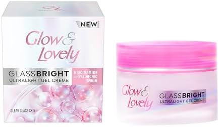 Glow and Lovely GlassBright Ultralight Gel Creme with Niacinamide, Hyaluronic serum|95% Clearer Glass Skin|Reduces Dark spots & Pigmentation|2X Radiance| Inspired by Korean beauty science | 23g