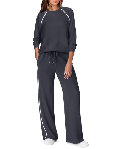 Ekoauer Lounge Sets for Women 2 Piece Matching Outfits Gray Small