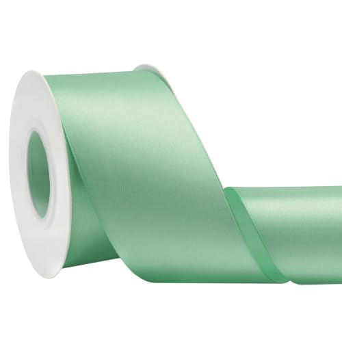 Simplegoal Double Face Sage Green Satin Ribbon 2 Inch X 25 Yards Polyester Sage Green Ribbons for Gift Wrapping Fabric Ribbon for Crafts Flower Bouquet Sewing Arts Wedding Party Decoration
