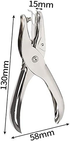 Hole Punch, 6mm Handheld Professional Metal Single Hole Pliers Chrome Perforator with Multiple Sheets Capacity for Paper Card Tag