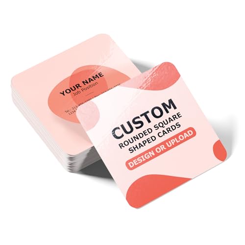 GotPrint Custom Square Business Cards| Upload Photo/Text/Logo | Sharp or Round Corners | Gloss UV Paper | Double-Sided Printing| Marketing Material | 14 pt. Thickness, Rounded Square, 2” x 2” 100 QTY