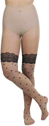 Image of ToBeInStyle Women's Valentine Day Themed Opaque Sheer Pantyhose w /Heart Love