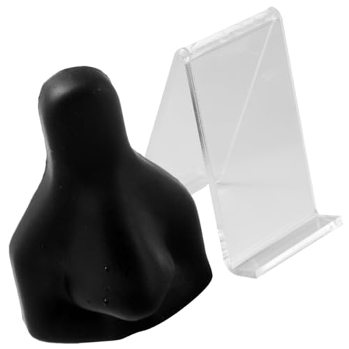 Ciieeo Modèle de Nez en Silicone Souple pour Pratique de Piercing Nez Taille Moyenne Couleur Noire Support Acrylique pour Formation et Exposition Pédagogique
